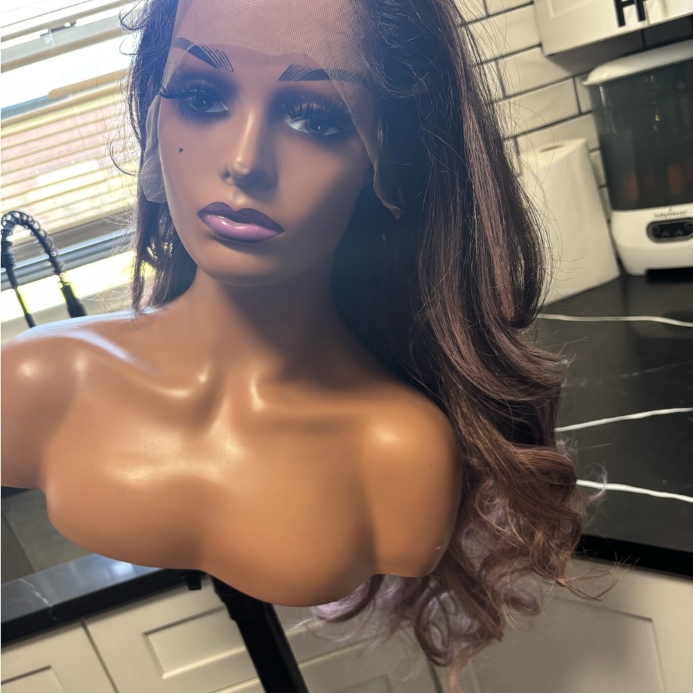 Brown Ombre Lace Front Wig with Subtle Highlights